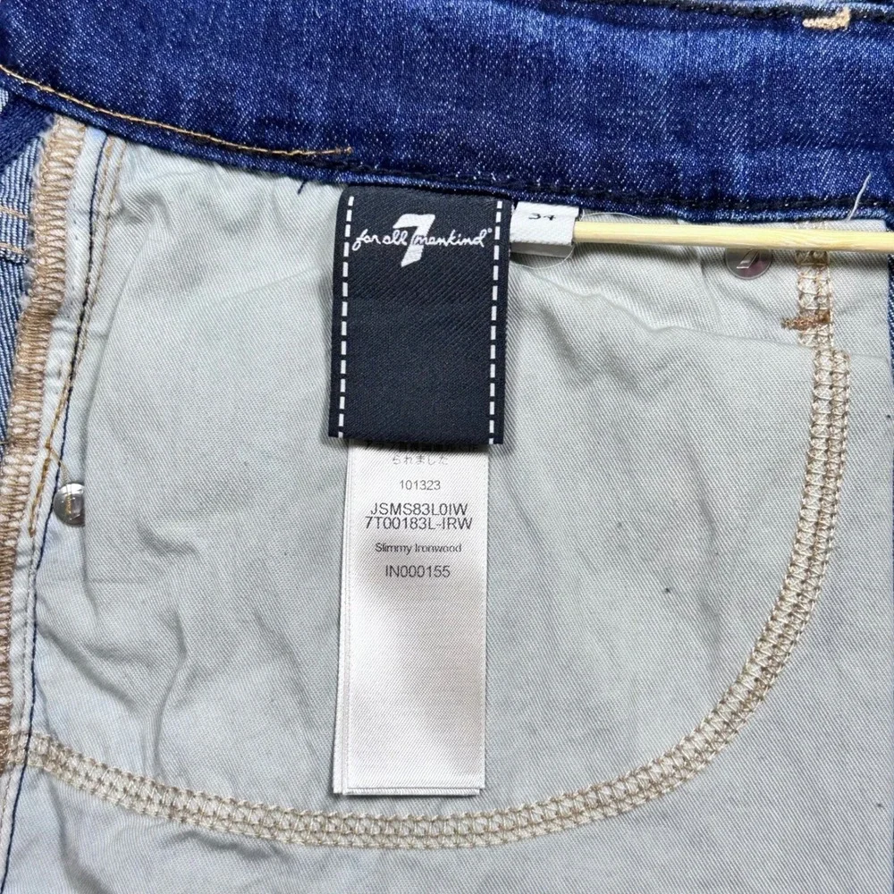 7 For All Mankind Slimmy Jeans Mens 33x28 Blue Straight Leg Japanese‎ Fabric